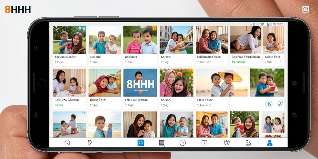Antarmuka 8HHH menampilkan fitur kolase foto yang menarik dan user-friendly.