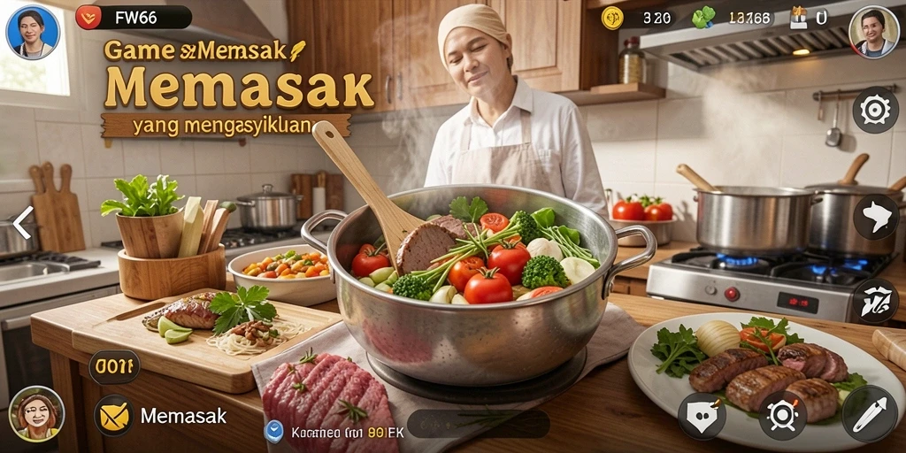 Tampilan antarmuka FW66 dengan berbagai pilihan menu memasak.