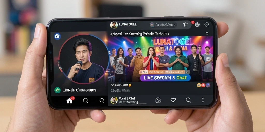 Antarmuka pengguna LUNATOGEL saat Live Streaming dengan fitur interaksi.
