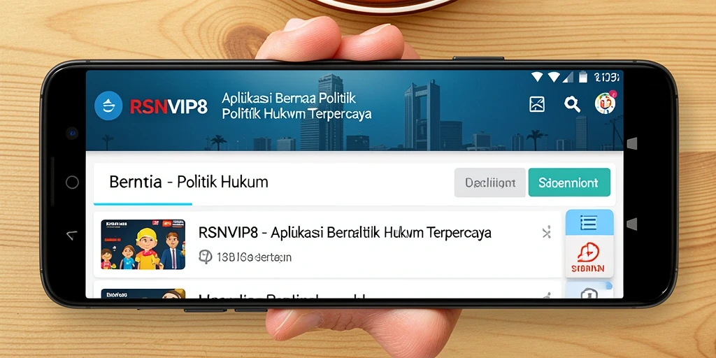 Antarmuka RSNVIP8 menampilkan berita politik dan hukum terkini.